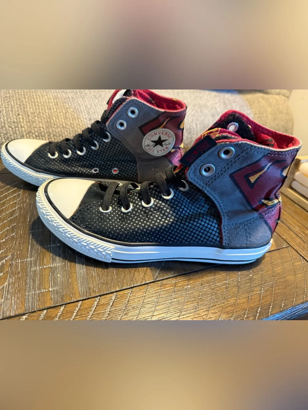 Converse Kids Black & Red High-Top Sneakers with Superman Accent
